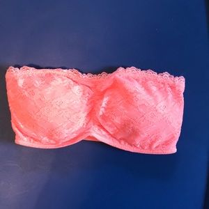 Neon Coral Lace Bandeau